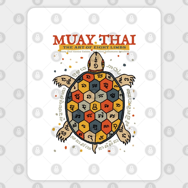 Muay Thai Sak Yant Turtle Tattoo Magnet by KewaleeTee